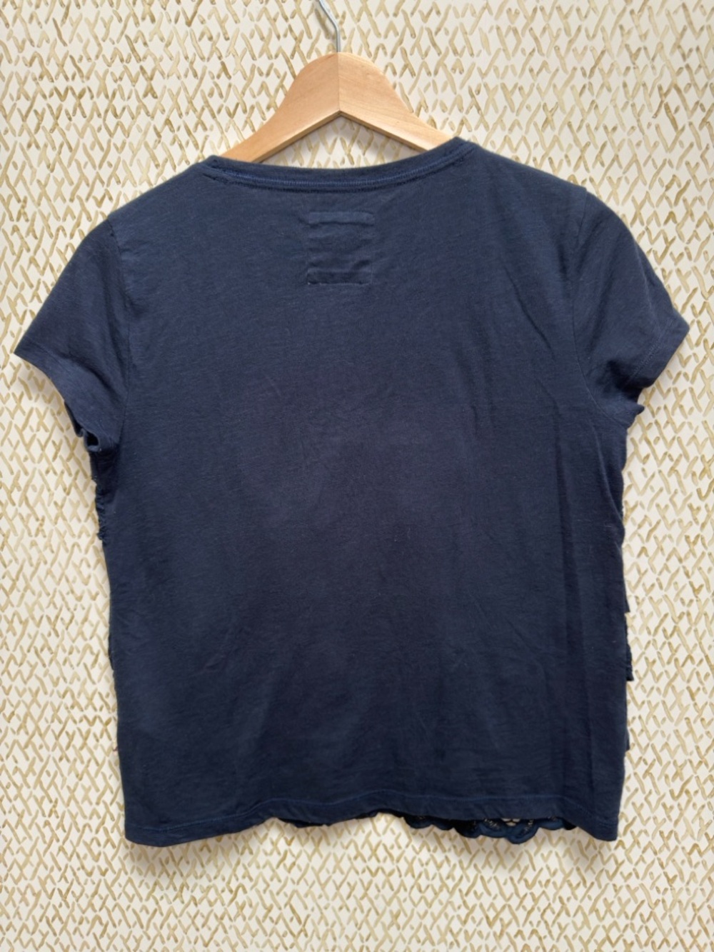 Hollister Navy Tiered Ruffle Eyelet Lace Tee Y2K Coquette Babydoll Top M - Picture 5 of 8